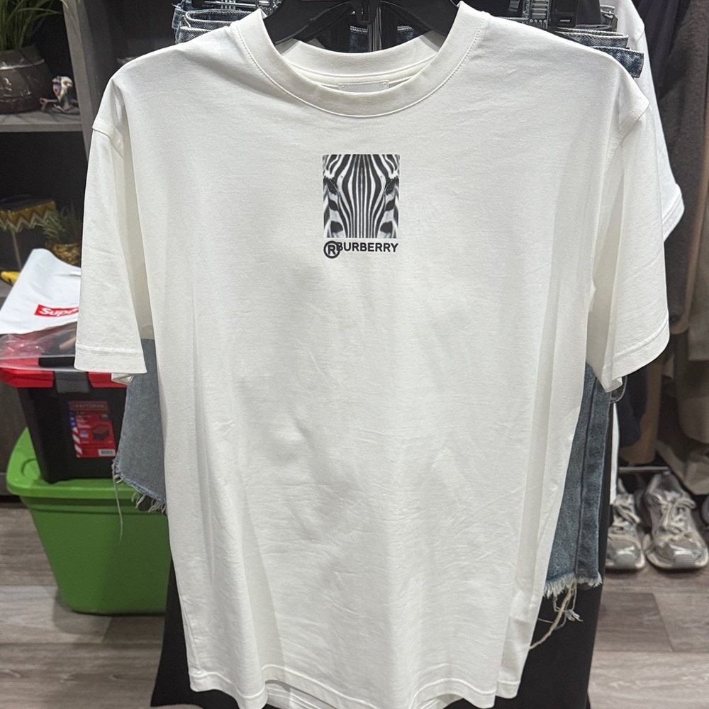 Burberry White Zebra Print Men's T-Shirt